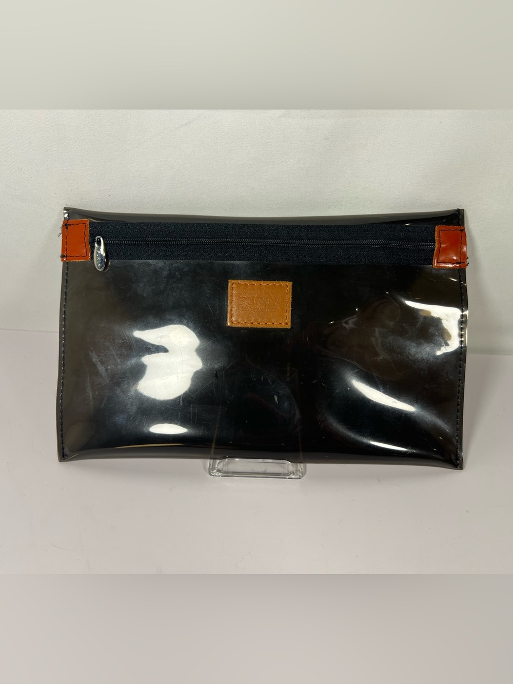 Furla Clear PVC Zip Pouch Cosmetic Travel Case Made in Italy